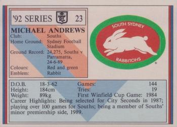 1992 Regina NSW Rugby League #23 Michael Andrews Back